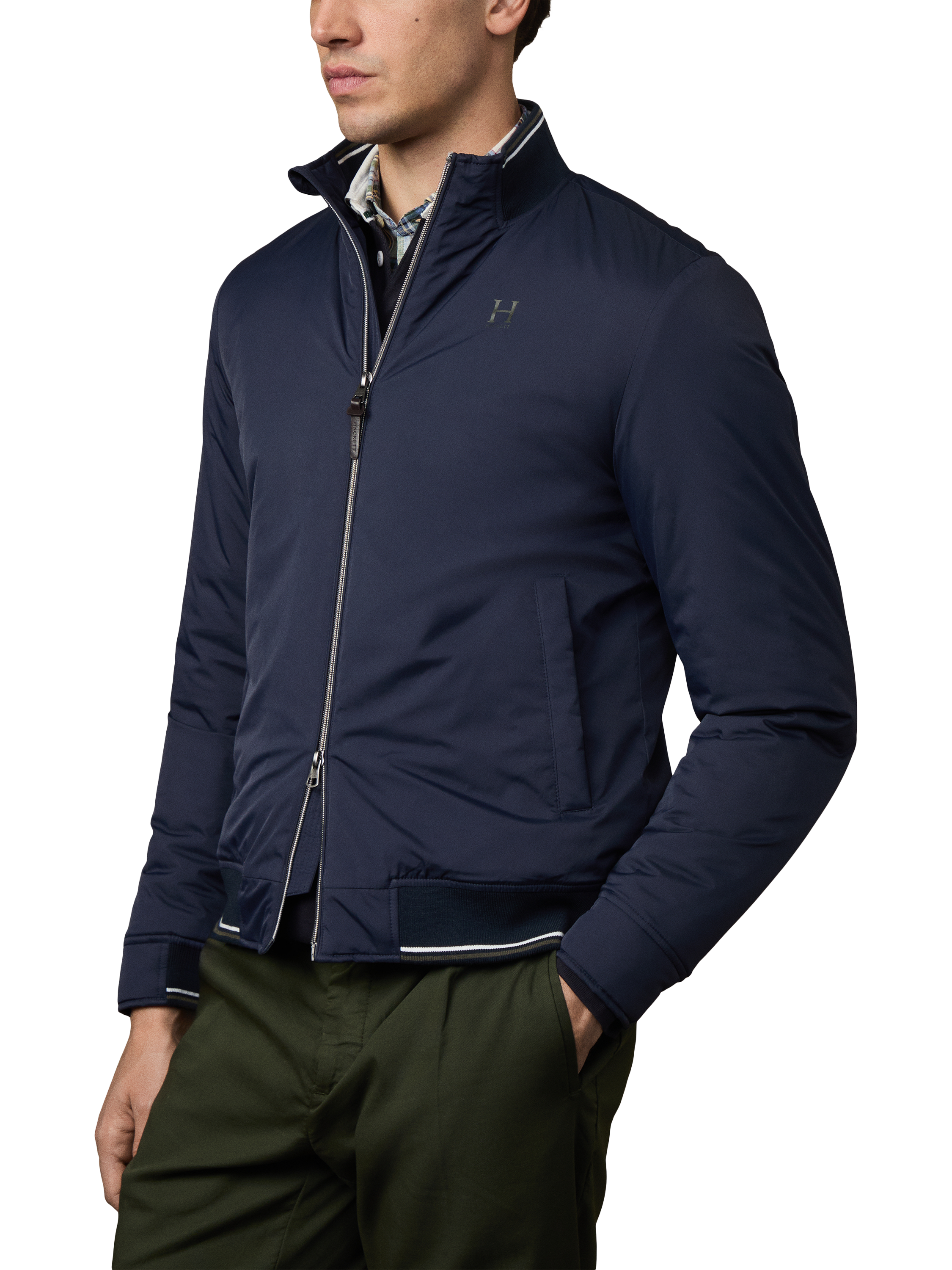Product image 6 of 6, which shows Hackett London Heritage Logo Blouson Jacket, Midnight Blue, XXL