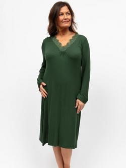 Cyberjammies Lace Insert Jersey Nightdress, Olive Green
