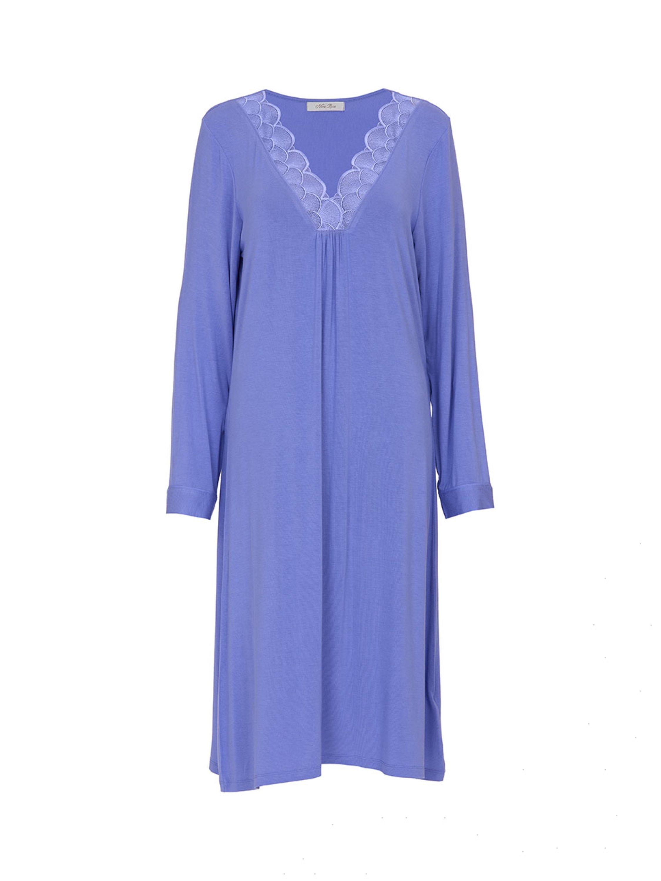 Product image 4 of 4, which shows Cyberjammies Lace Trim Jersey Long Sleeve Nightdress, Lilac, 8
