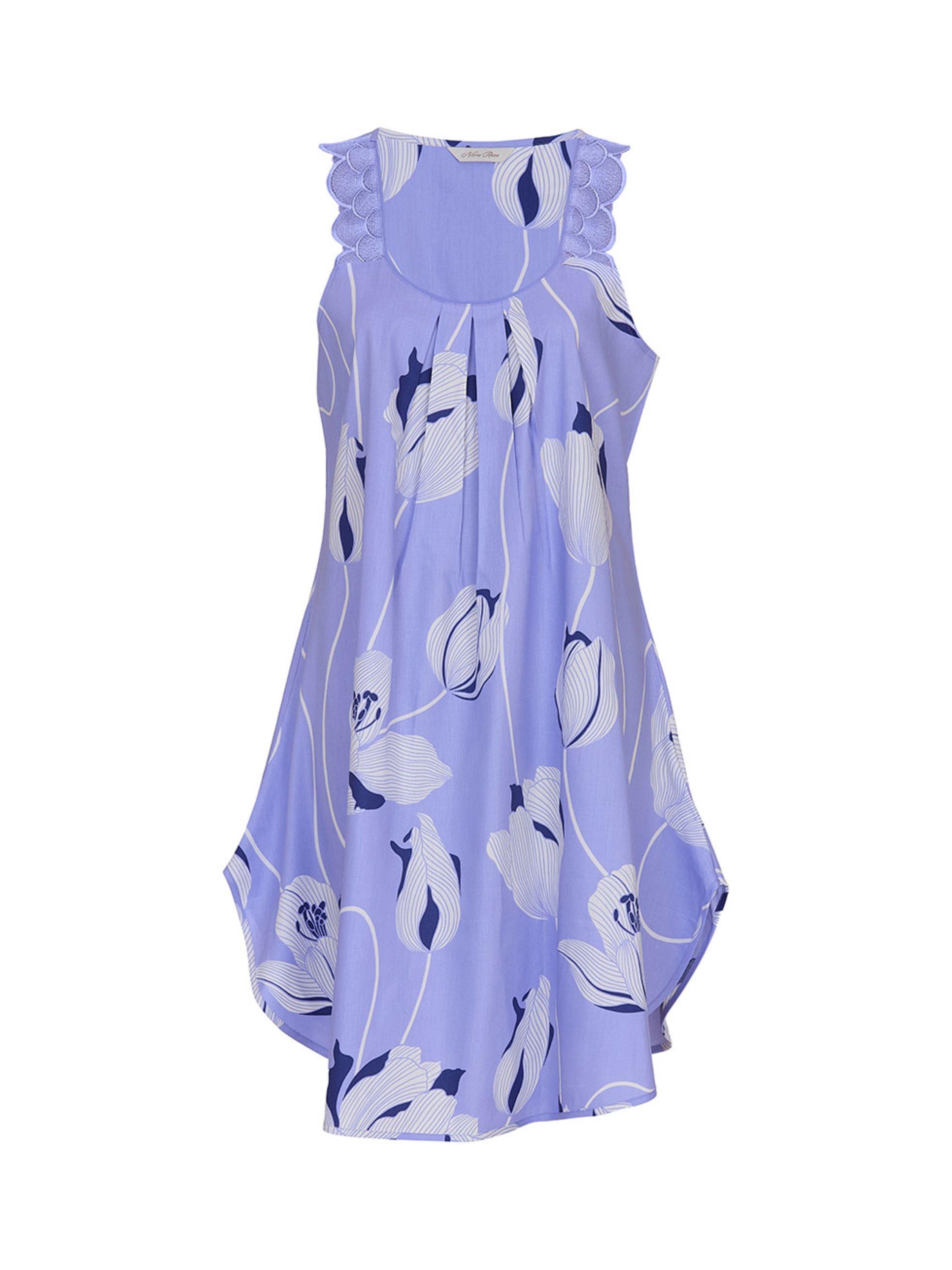 Product image 4 of 4, which shows Cyberjammies Floral Lace Detail Swing Nightdress, Lilac, 8