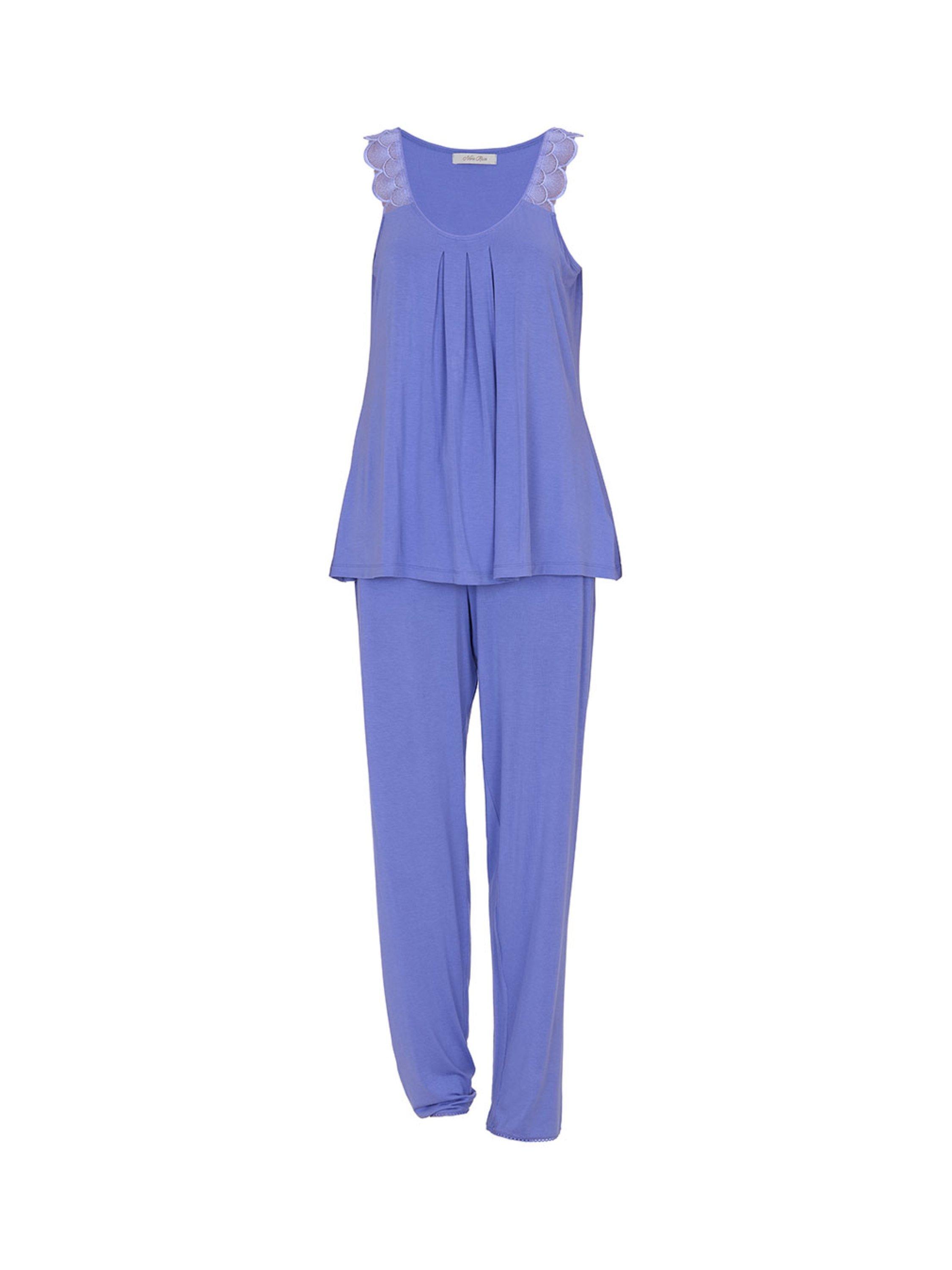 Product image 4 of 4, which shows Cyberjammies Lace Trim Sleeveless Long Pyjama Set, Lilac, 8