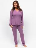 Cyberjammies Lace Trim Long Sleeve Long Pyjama Set, Mauve