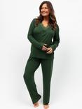 Cyberjammies Lace Insert Jersey Long Pyjama Set, Olive Green