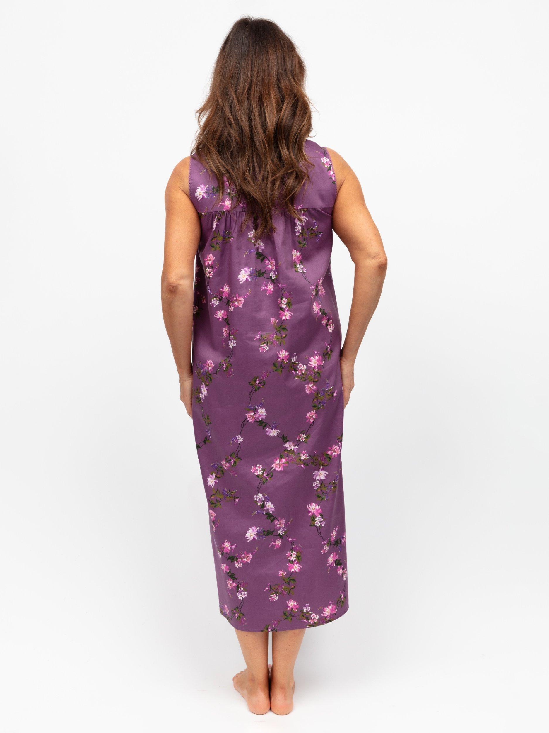 Product image 2 of 4, which shows Cyberjammies Floral Picot Lace Insert Midi Nightdress, Mauve, 8
