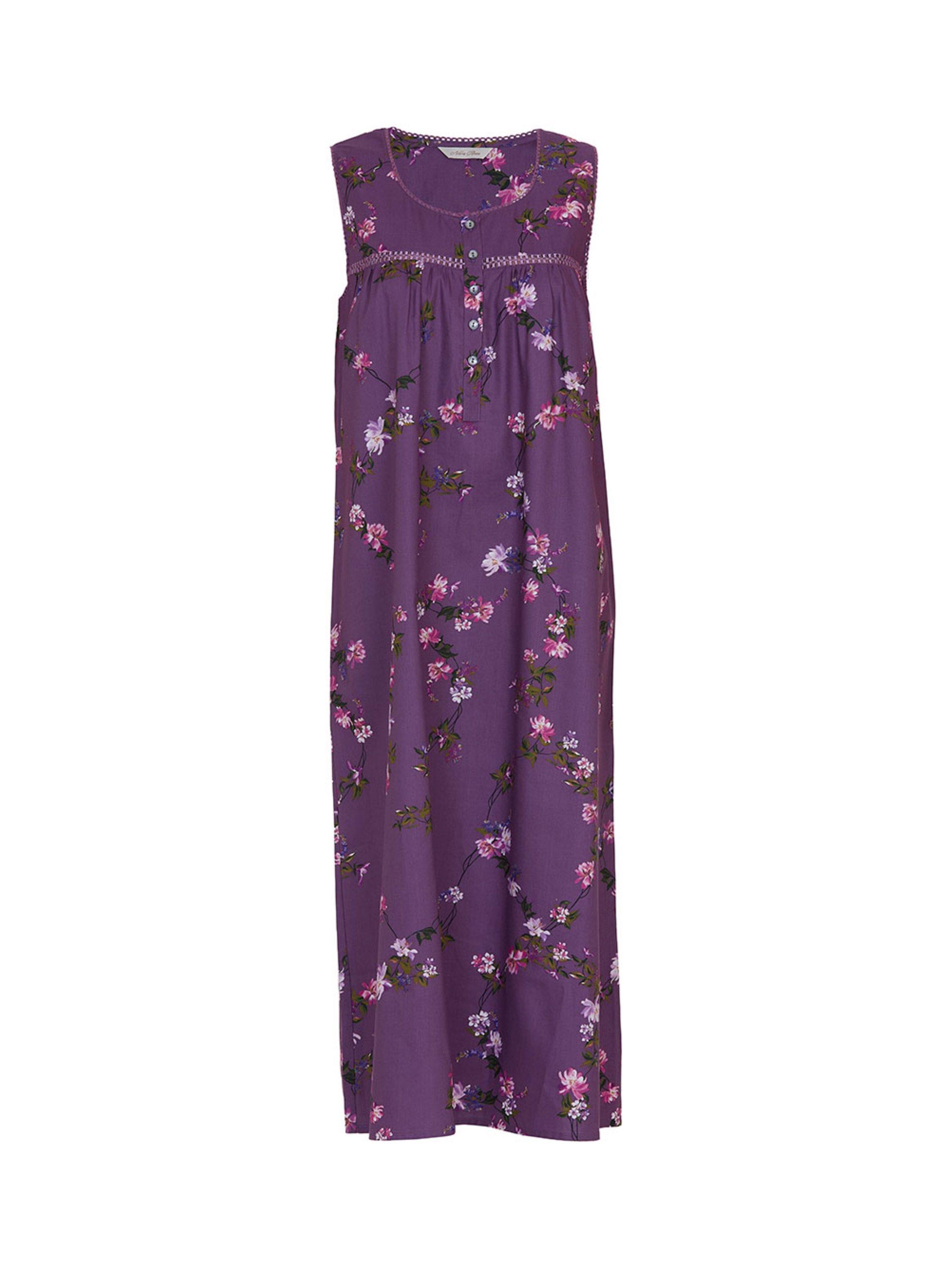 Product image 4 of 4, which shows Cyberjammies Floral Picot Lace Insert Midi Nightdress, Mauve, 8