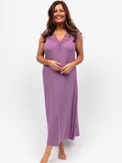 Cyberjammies Lace Trim Jersey Cap Sleeve Nightdress, Mauve, Mauve