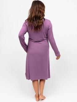 Cyberjammies Lace Trm Jersey Long Sleeve Nightdress, Mauve - view 2, Mauve