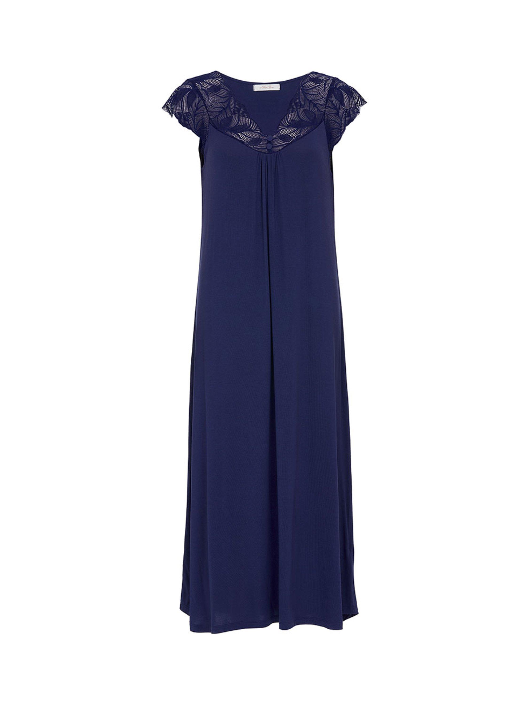 Product image 4 of 4, which shows Cyberjammies Lace Insert Jersey Maxi Nightdress, Navy, 8