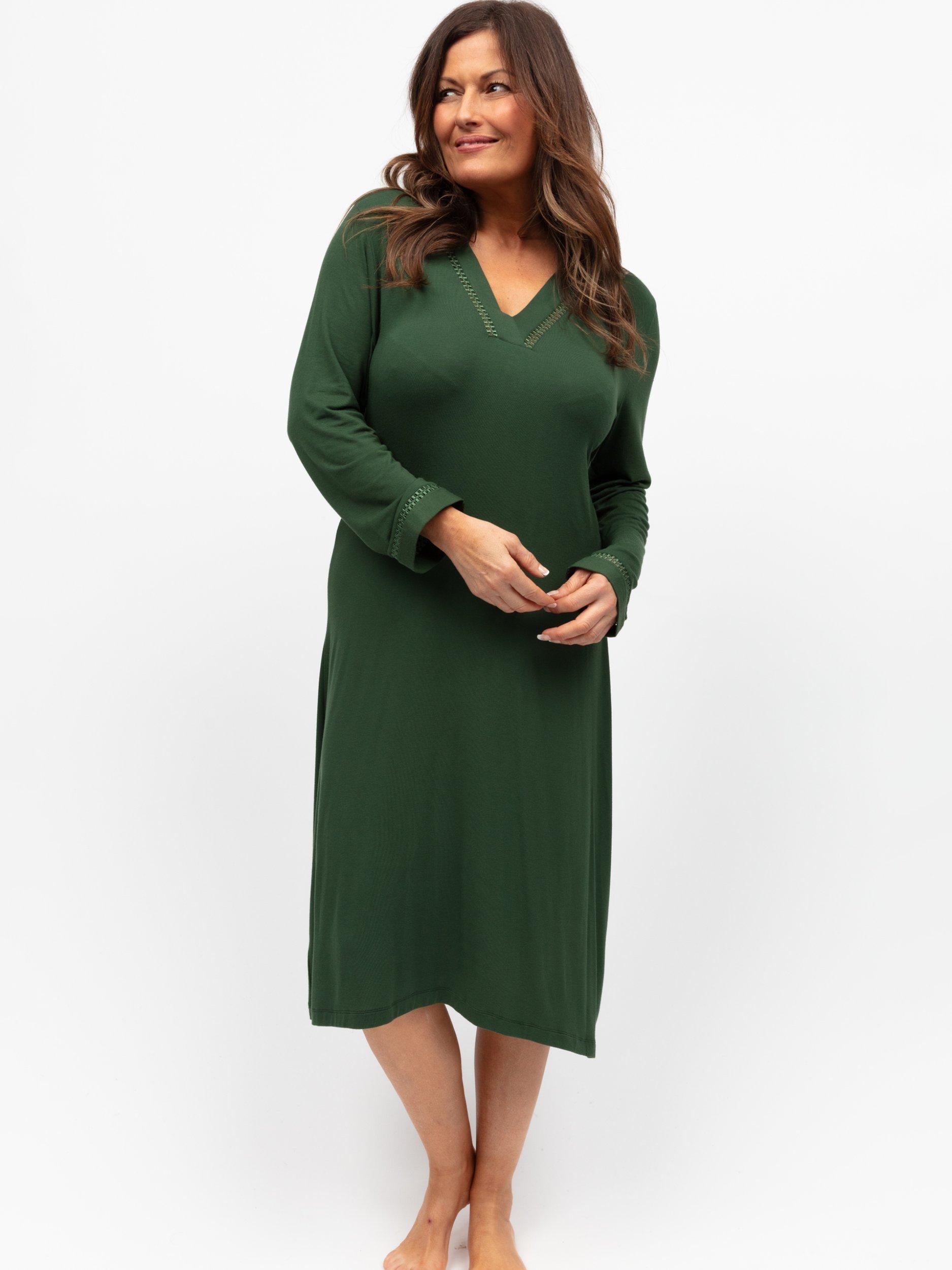Cyberjammies Lace Insert Jersey Nightdress, Olive Green