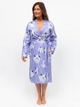 Cyberjammies Floral Lace Trim Midi Dressing Gown, Lilac
