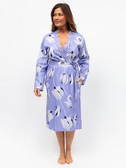 Cyberjammies Floral Lace Trim Midi Dressing Gown, Lilac, Lilac