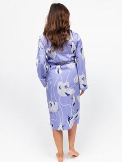 Cyberjammies Floral Lace Trim Midi Dressing Gown, Lilac - view 2, Lilac