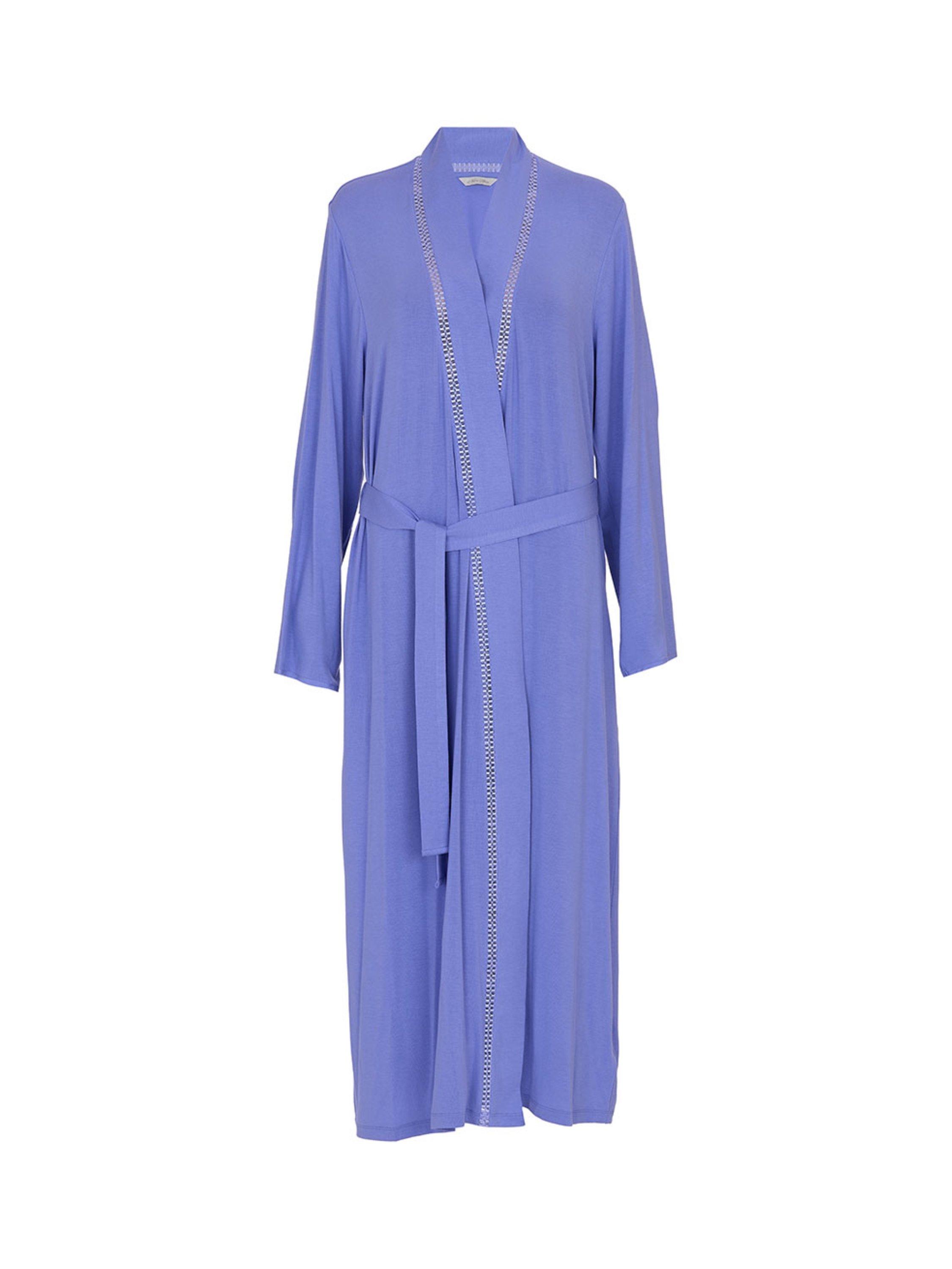 Product image 3 of 3, which shows Cyberjammies Jersey Lace Insert Maxi Dressing Gown, Lilac, 8