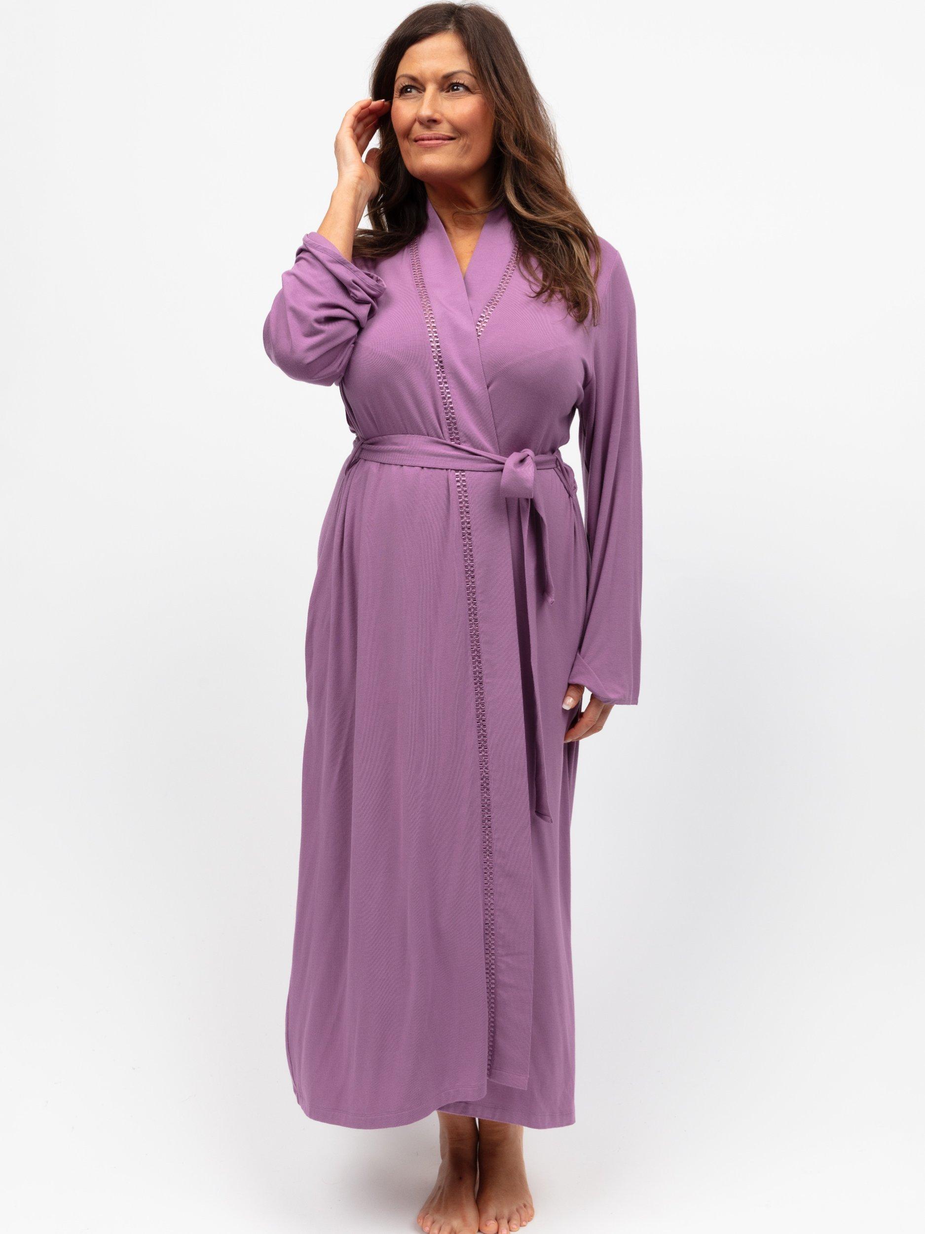 Grey Tu Dressing Gowns Ladies Cyberjammies Lace Insert Jersey Maxi Dressing  Gown, Mauve
