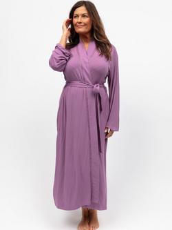 Cyberjammies Lace Insert Jersey Maxi Dressing Gown, Mauve, Mauve