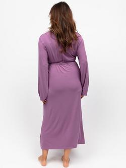 Cyberjammies Lace Insert Jersey Maxi Dressing Gown, Mauve - view 2, Mauve