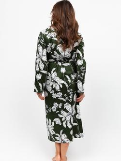 Cyberjammies Floral Long Dressing Gown, Olive Green - view 2, Olive Green