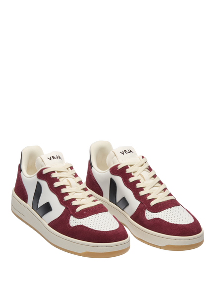 VEJA V-10 Lace Up Leather Trainers - view 2, White, Amarante
