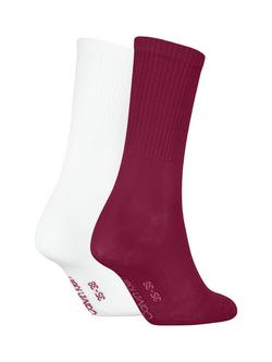 Calvin Klein Ribbed Socks, White - view 2, Berry Red/White