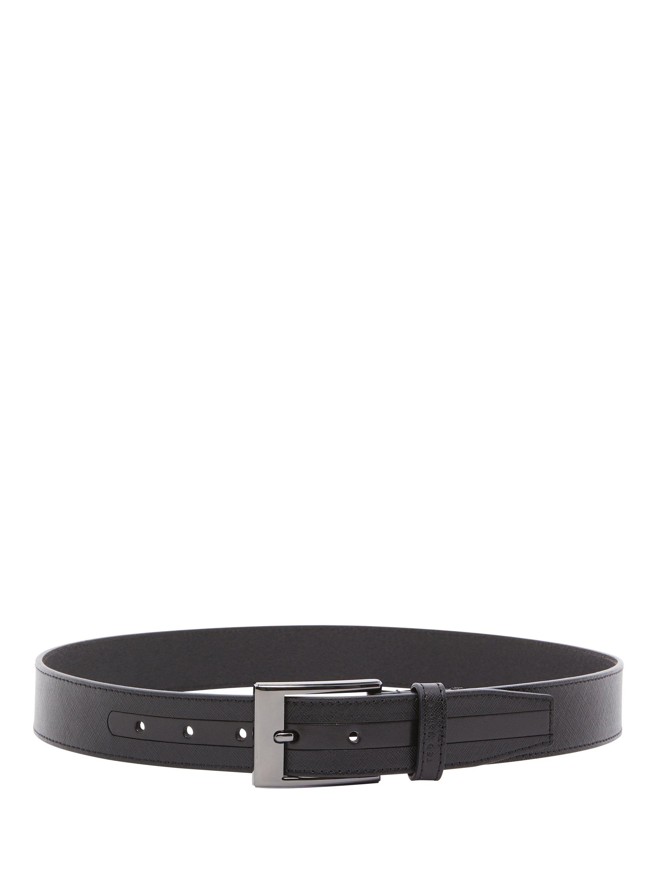 Ted Baker Evets Striped Leather Belt, Black