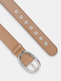 Whistles Eyelet Detail Leather Belt - view 2, Taupe