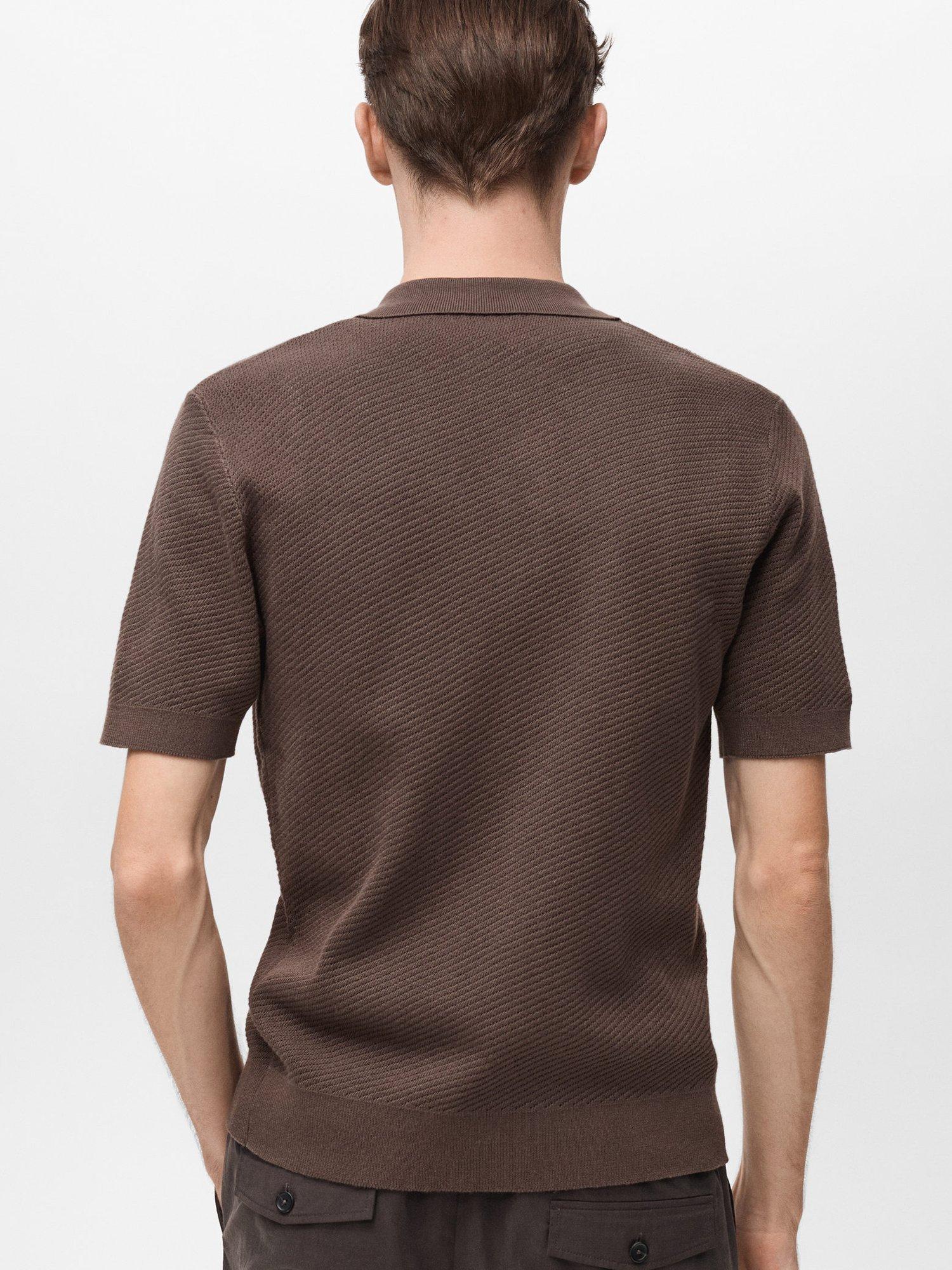 Product image 4 of 9, which shows Mango Canario Short Sleeve Cotton Knit Shirt, Dark Brown, L