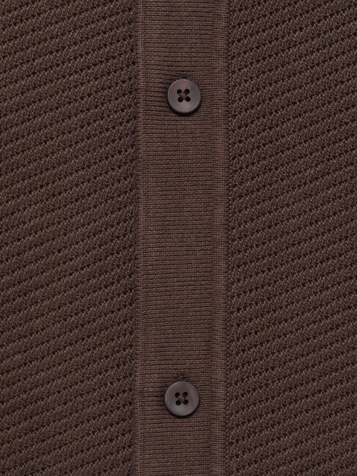 Product image 5 of 9, which shows Mango Canario Short Sleeve Cotton Knit Shirt, Dark Brown, L