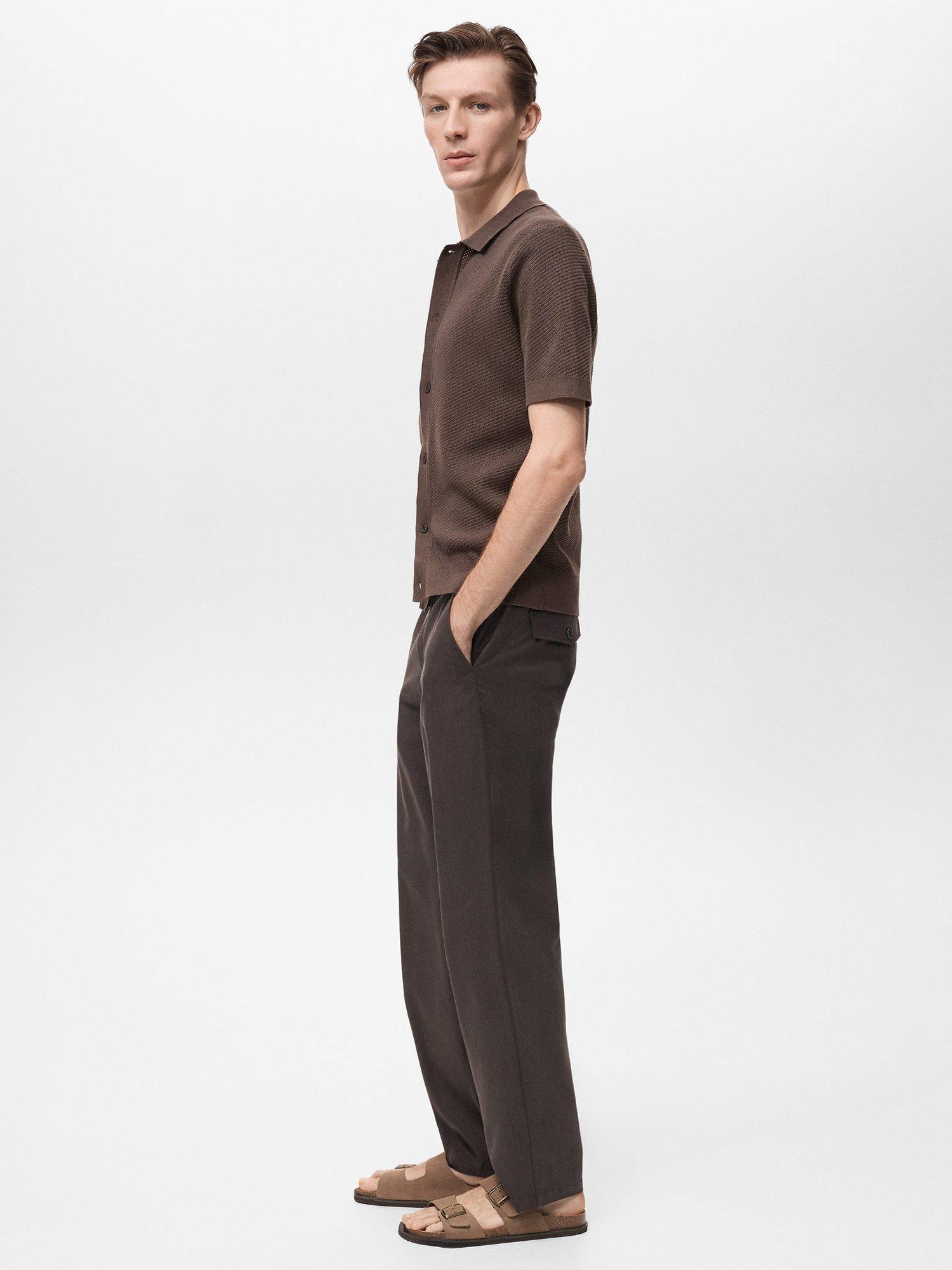 Product image 7 of 9, which shows Mango Canario Short Sleeve Cotton Knit Shirt, Dark Brown, L