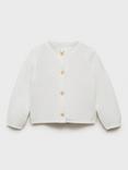 Mango Baby Knitted Cotton Cardigan, Natural White