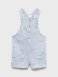 Mango Kids' Island Print Dungarees, Pastel Blue