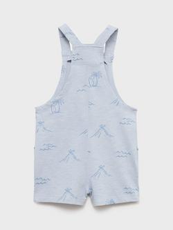 Mango Kids' Island Print Dungarees, Pastel Blue - view 2, Pastel Blue