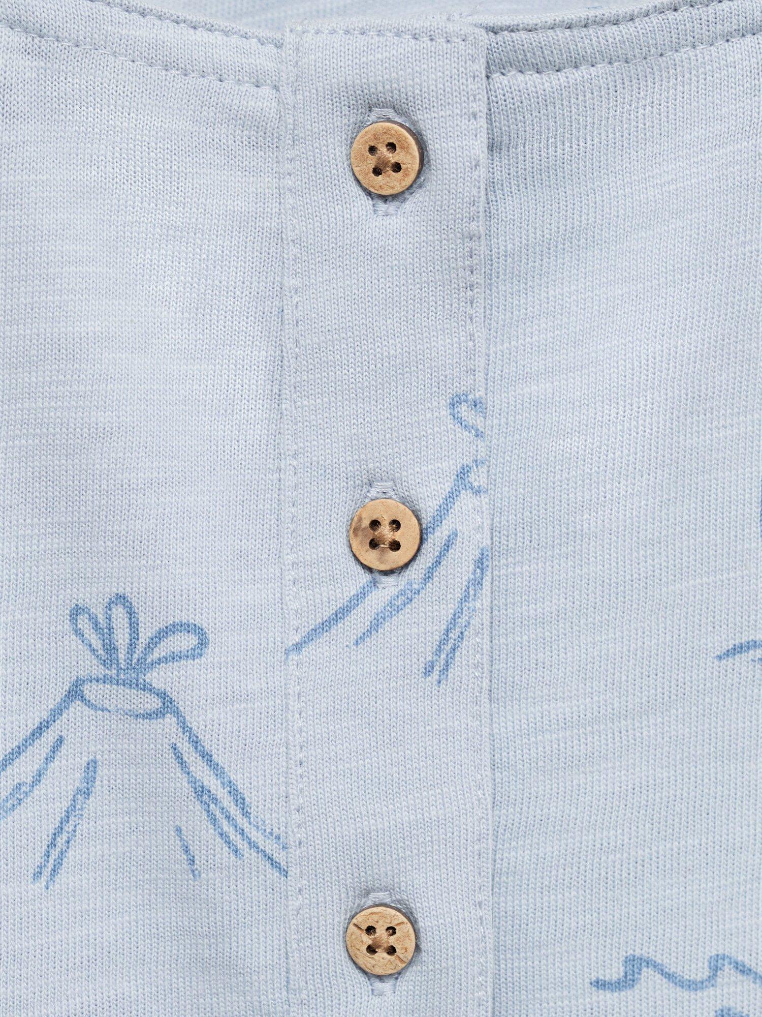 Product image 3 of 4, which shows Mango Kids' Island Print Dungarees, Pastel Blue, 12-18 months