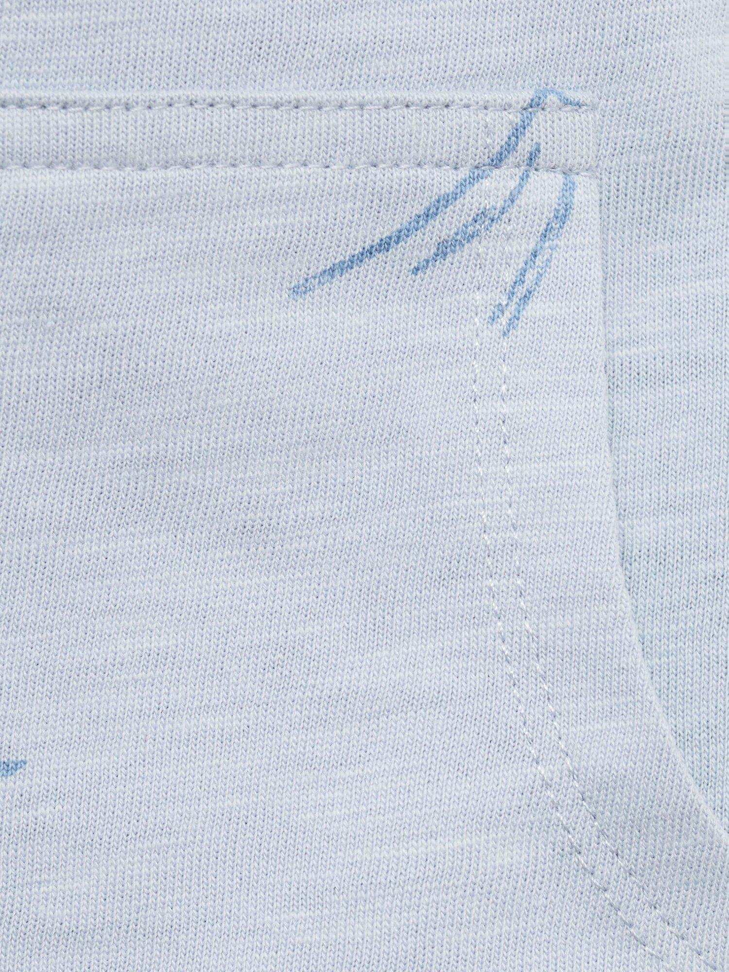 Product image 4 of 4, which shows Mango Kids' Island Print Dungarees, Pastel Blue, 12-18 months