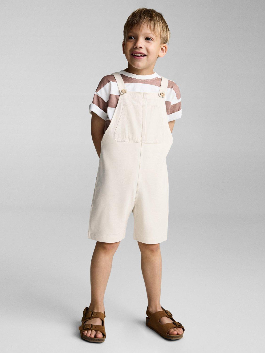 Product image 2 of 7, which shows Mango Kids' Jump Short Dungarees, Natural White, 12-18 months
