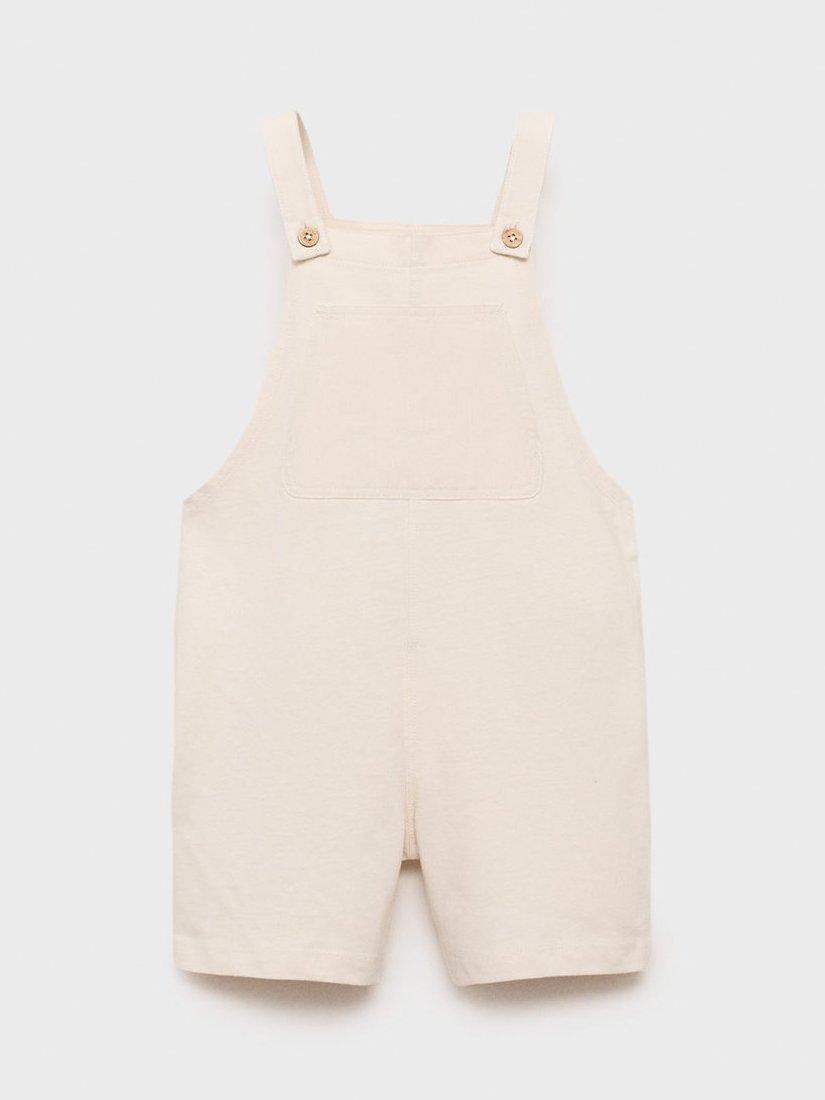 Product image 3 of 7, which shows Mango Kids' Jump Short Dungarees, Natural White, 12-18 months
