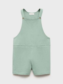 Mango Kids' Liton Short Dungarees, Green - view 2, Green