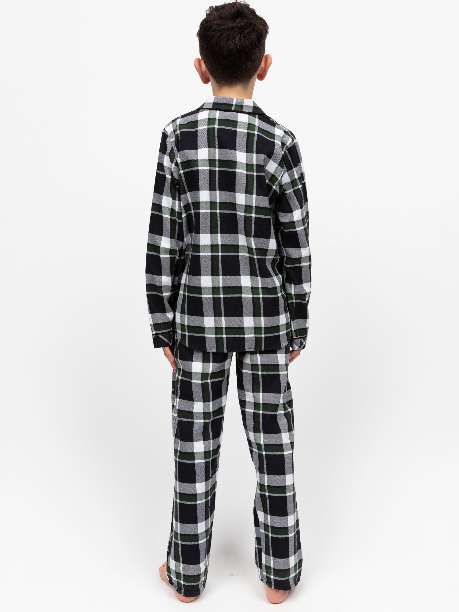 Product image 2 of 4, which shows Cyberjammies Kids' Cotton Checked Pyjama Set, Black, 2-3 years