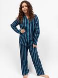 Cyberjammies Kids' Marina Cotton Blend Striped Trouser Pyjamas, Navy