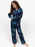 Cyberjammies Kids' Marina Cotton Blend Whale Print Trouser Pyjamas, Navy