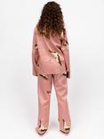 Cyberjammies Kids' Marina Cotton Blend Crane Print Trouser Pyjamas, Pink