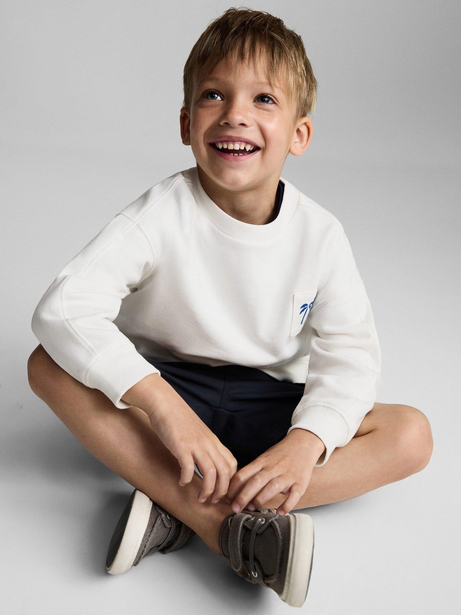 Product image 1 of 7, which shows Mango Kids' Island Cotton Relaxed Sweatshirt, White, 12-18 months
