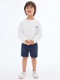 Mango Kids' Island Cotton Relaxed Sweatshirt, White