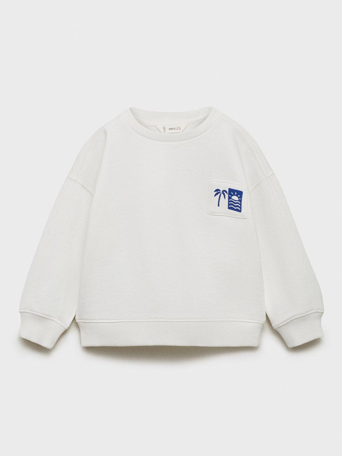 Product image 3 of 7, which shows Mango Kids' Island Cotton Relaxed Sweatshirt, White, 12-18 months