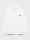 Mango Kids' Ocean Cotton Collared Long Sleeved Sweatshirt, Natural White