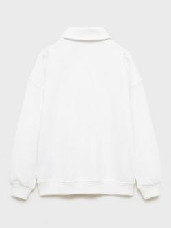 Mango Kids' Ocean Cotton Collared Long Sleeved Sweatshirt, Natural White - view 2, Natural White