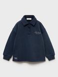 Mango Kids' Cotton Collared Long Sleeved Sweatshirt, Navy
