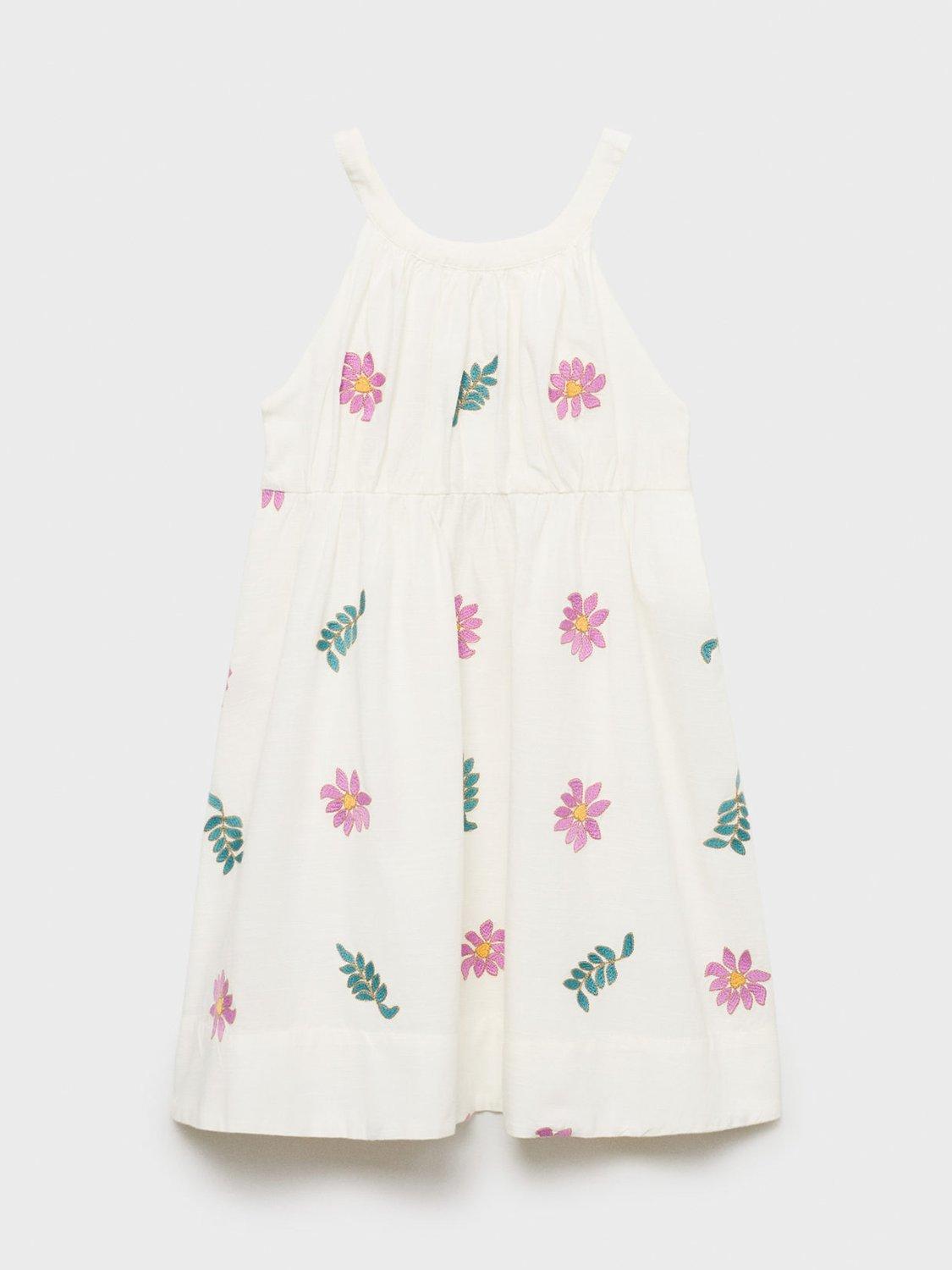 Product image 1 of 4, which shows Mango Kids' Chloe A-Line Dress, Natural White, 11-12 yrs