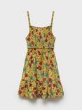 Mango Kids' Iguazu Shirred Tiered Floral Print Dress, Medium Yellow
