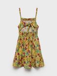 Mango Kids' Iguazu Shirred Tiered Floral Print Dress, Medium Yellow