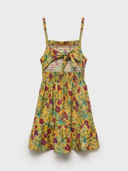 Mango Kids' Iguazu Shirred Tiered Floral Print Dress, Medium Yellow - view 2, Medium Yellow